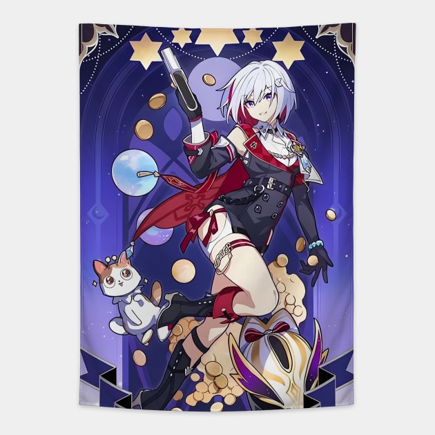 Topaz and Numby Revelation Card Honkai Star Rail Tapestry by kazatodoesart