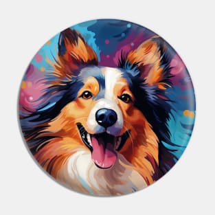 Abstract shetland sheepdog portrait painting Pin