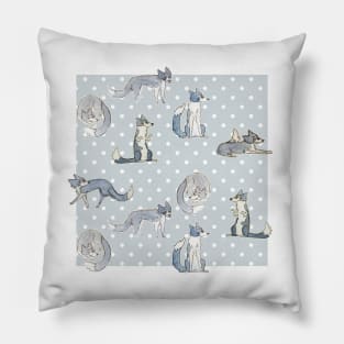 Border collie dog pattern grey Pillow