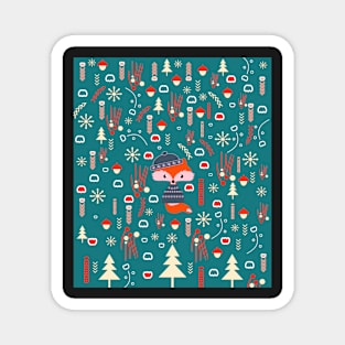 Cute fox waiting for Christmas Magnet