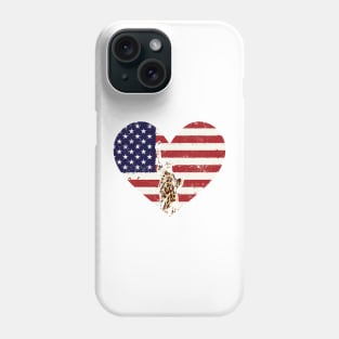 Leopard American Flag Hearts 4th of July Cute Phone Case