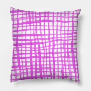 Watercolor doodle gingham - pink Pillow