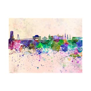 Bratislava skyline in watercolor background T-Shirt