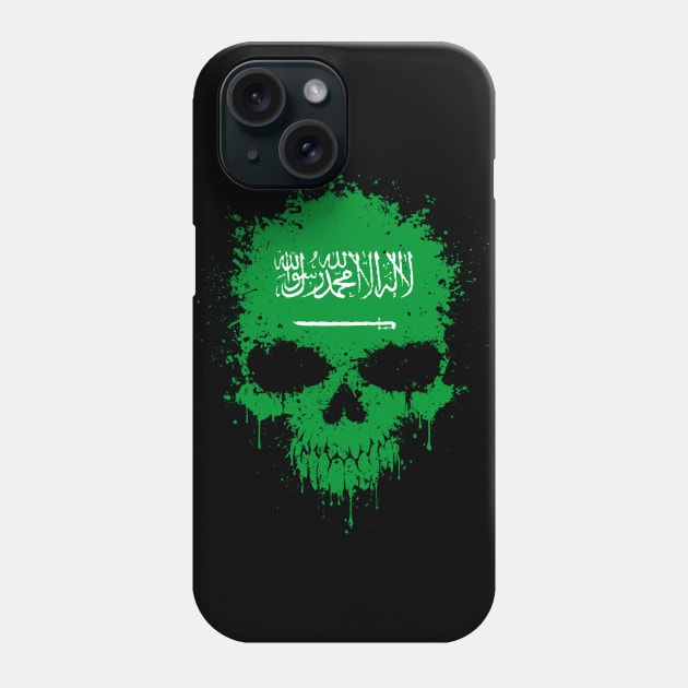 Chaotic Saudi Flag Splatter Skull Phone Case by jeffbartels