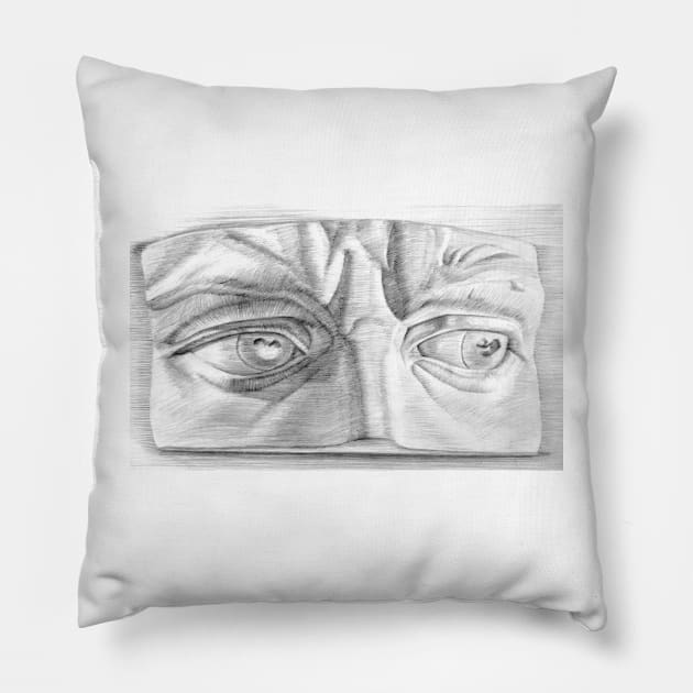 Michaelangelo Statue Eyes Drawing Pillow by SPACE ART & NATURE SHIRTS 