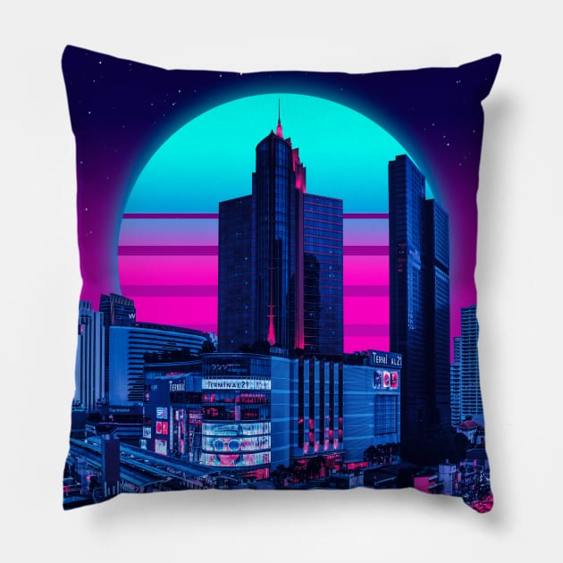 Cyber city Pillow by funglazie