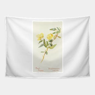 Bush Poppy - Botanical Illustration Tapestry