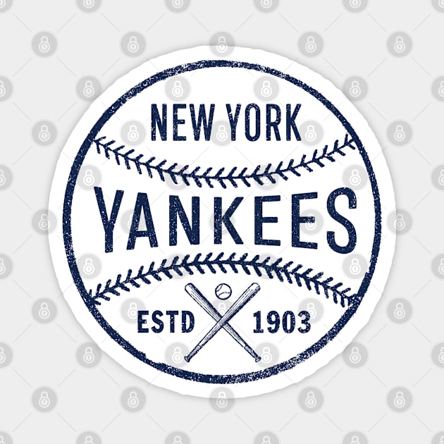 Vintage Yankees Ball by Buck Tee Magnet by Buck Tee