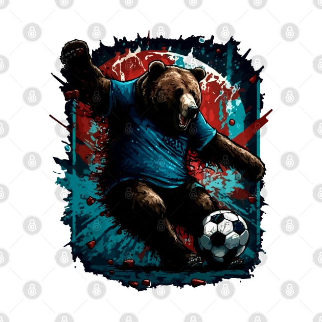 Grizzly Bear Sports Player Soccer Futball Football - Graphiti Art Graphic Trendy Holiday Gift by MaystarUniverse