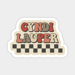 Cyndi Lauper Checkered Retro Groovy Style Magnet