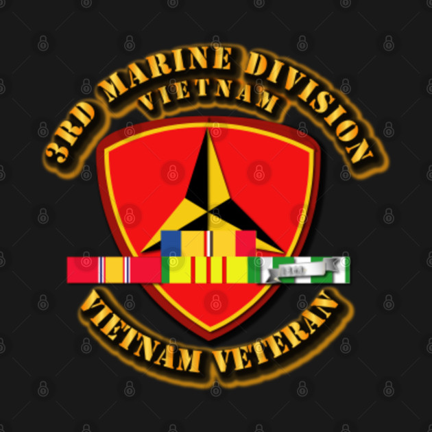 Discover 3rd Marine Division w SVC Ribbons - 3rd Marine Division W Svc Ribbons - T-Shirt