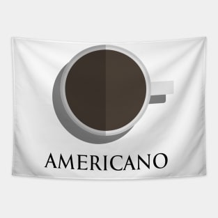 Hot americano coffee cup top view in flat design style Tapestry