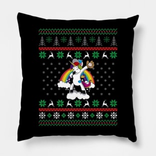 Christmas Unicorn Dabbing Softball Player Pillow