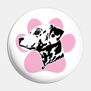 Dalmatian Pink Paw Print Art Pin