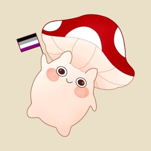 dancing and waving mushroom with asexual pride flag T-Shirt