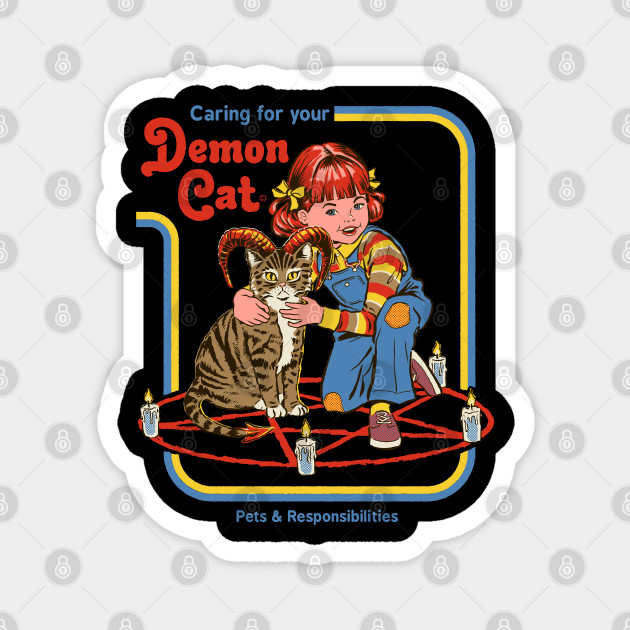 Caring For Your Demon Cat Cats Magnet Teepublic