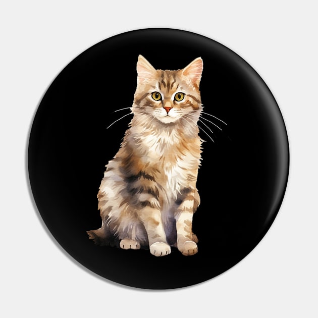 Kurilian Bobtail Cat Pin by DavidBriotArt