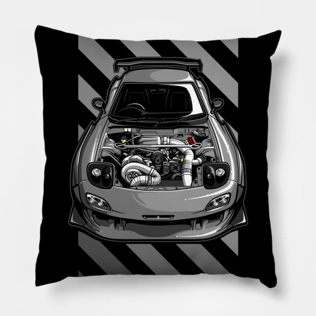 Mazda RX7 Grey Pillow by JDMAPEX