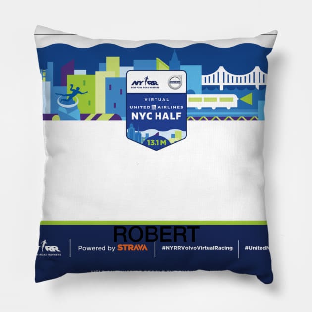 NYRR Half Marathon Bib United Airlines Virtual Pillow by BushwoodCurling