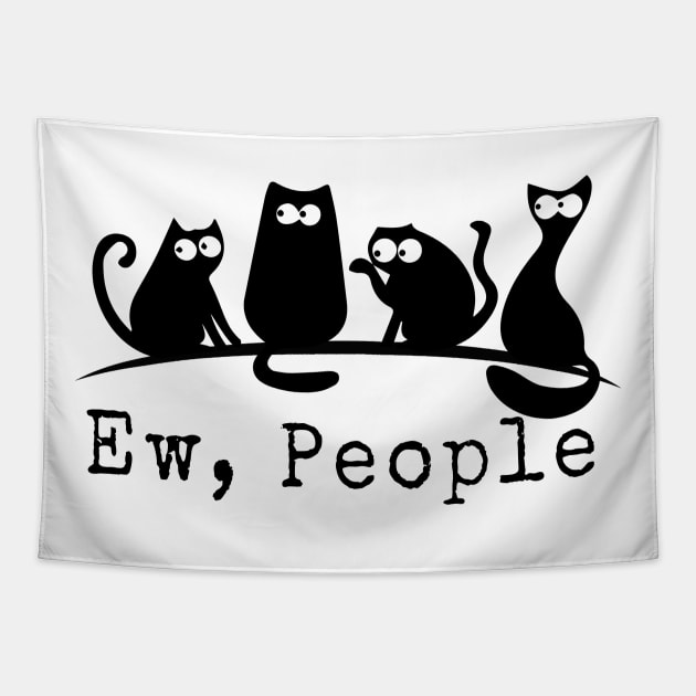 Curious Cats Staring | Ew People | Cute Crazy Cat Lady Gift Tapestry by MerchMadness