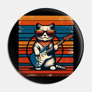 Electric Guitar Cat Rock Music Retro Funny Cat Pin