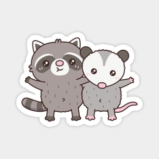 Cute Raccoon And Opossum Besties Magnet