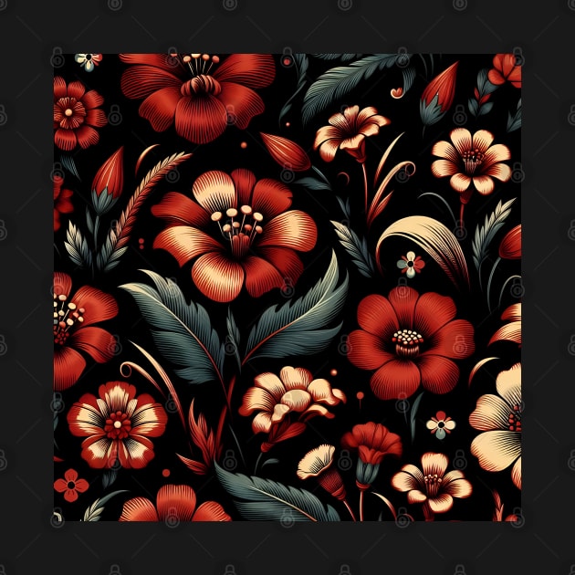 Red Floral Illustration by Jenni Arts