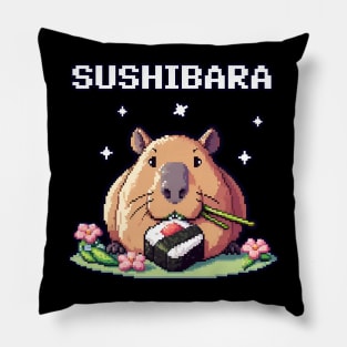 Sushi capybara pixel art 8 bit Pillow