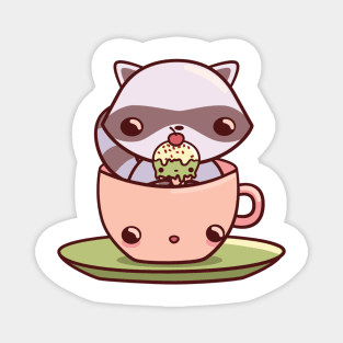 Teacup raccoon with ice cream Magnet