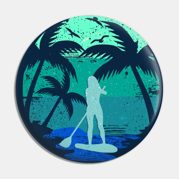Standup Paddle Board Retro Vintage Design Gift Pin by MarkusShirts