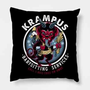 Krampus Babysitting Service - Creepy Cute Christmas - Goth Holiday Pillow