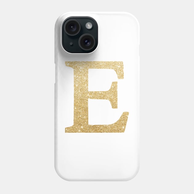 The Letter E Metallic Gold Sparkle Phone Case by Claireandrewss