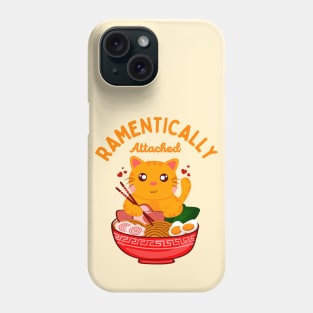 Ramentically Attached - Funny Kawaii Orange Cat Eating Ramen Noodles Phone Case