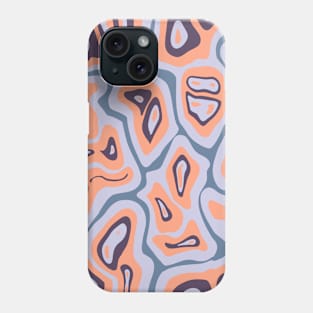 Abstract Retro Liquid Marble Swirl, Purple and Peach Phone Case