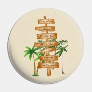 Beach Sign 'Make Memories, Watch Sunsets' T-Shirt - Inspirational Beach Life Top - Unique Gift for Beach Lovers Pin