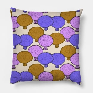 Puff balls Mushroom Surface pattern in golden brown, purple and pink Pillow