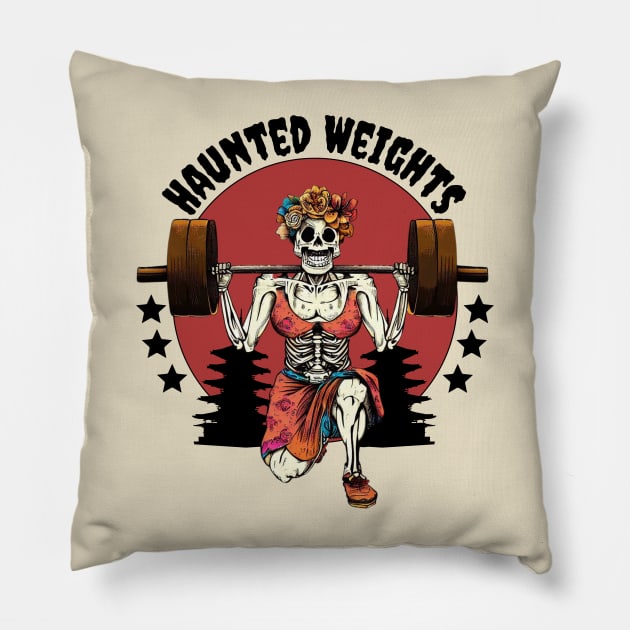 Skeletal gym girl Pillow by Japanese Fever