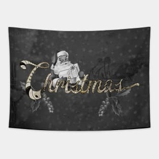 Christmas with Santa Claus in black and white Tapestry