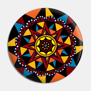 Geometric Compass Orange Palette Pin