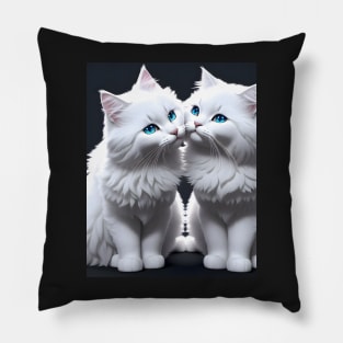 White Cats - Modern Digital Art Pillow