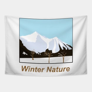 Winter landscape with snow-capped mountains Tapestry