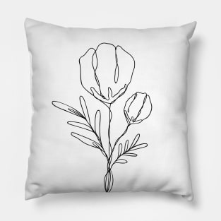 Wildflower Line Art | Floral Botanical Minimalist Lineart Pillow