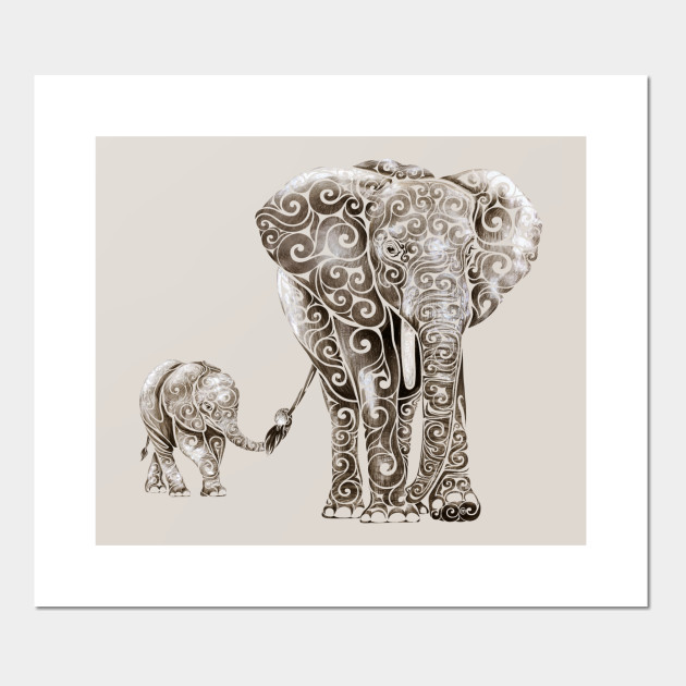Swirly Elephant Family