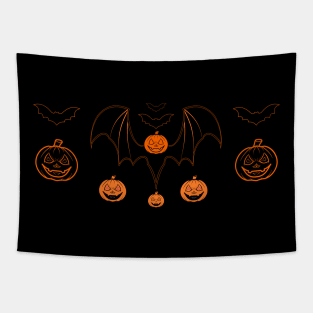 "Pumpkins and Bats" Tapestry