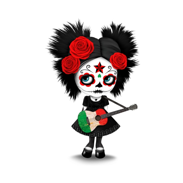 Sugar Skull Girl Playing Italian Flag Guitar by jeffbartels