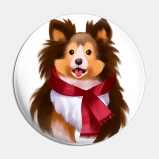 Cute Sheltie Drawing Pin