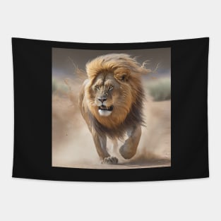 Lion charging Tapestry