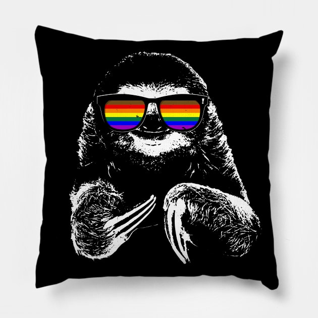 Pride Sloth Philly LGBTQ Pride Flag Sunglasses Pillow by wheedesign