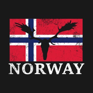 Norwegen Elch Flagge Expedition Oslo Urlaub T-Shirt