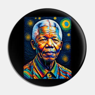 Nelson Mandela in starry night Pin